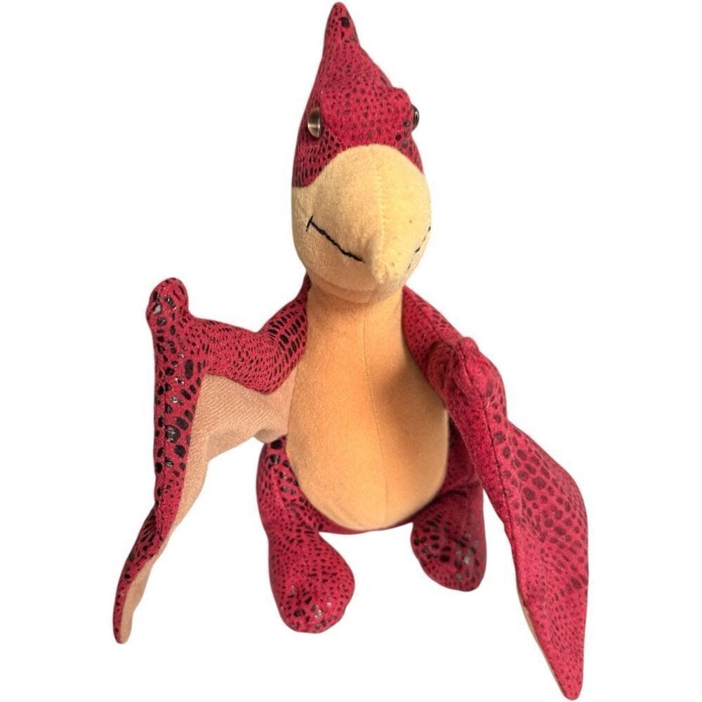 Aurora Pterodactyl Dinosaur Bird Plush Stuffed Animal Maroon Black Scales Toy 9"